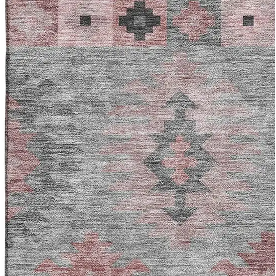 Gray Mauve And Silver Southwestern Washable Area Rug With UV Protection Photo 2