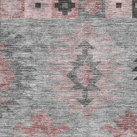 Gray Mauve And Silver Southwestern Washable Area Rug With UV Protection Photo 2