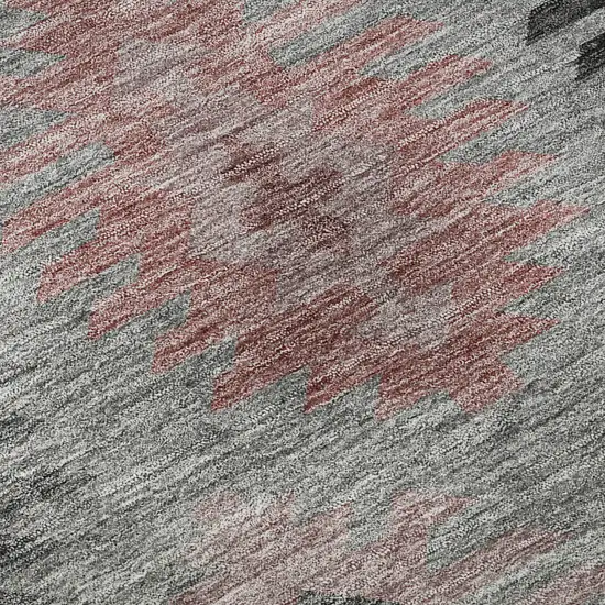 Gray Mauve And Silver Southwestern Washable Area Rug With UV Protection Photo 9