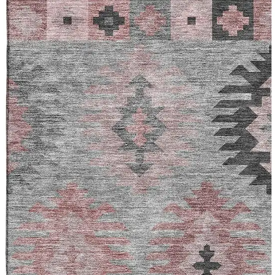 Gray Mauve And Silver Southwestern Washable Area Rug With UV Protection Photo 2
