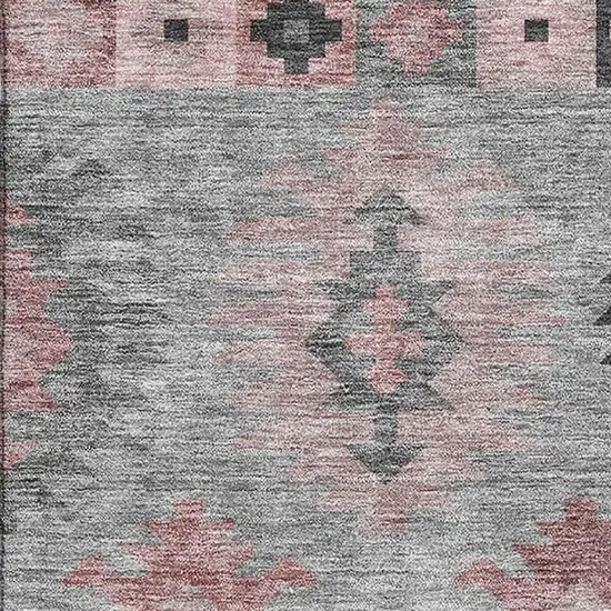 Gray Mauve And Silver Southwestern Washable Area Rug With UV Protection Photo 2