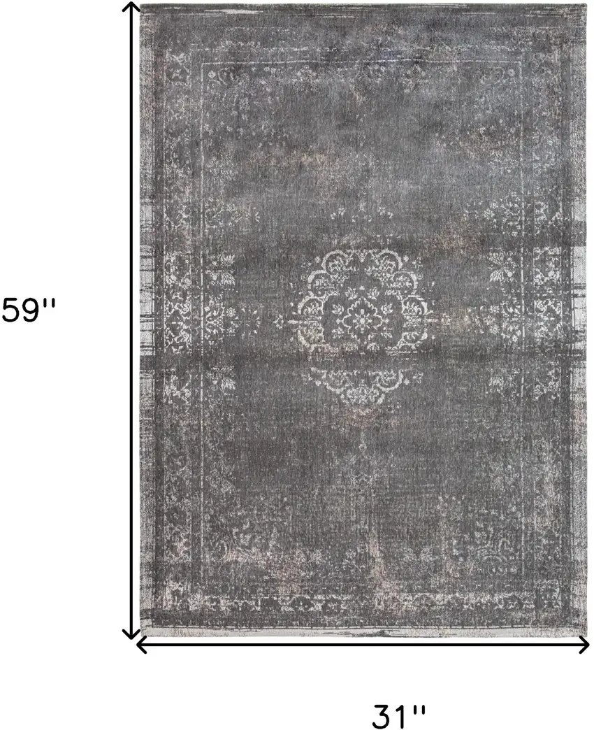 Gray Medallion Non Skid Area Rug Photo 3