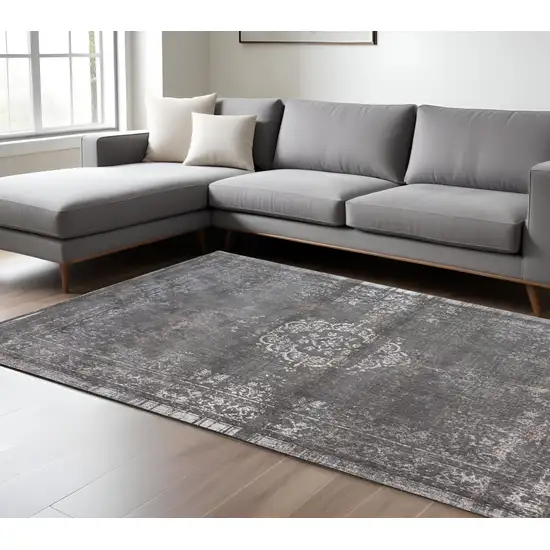 Gray Medallion Non Skid Area Rug Photo 1