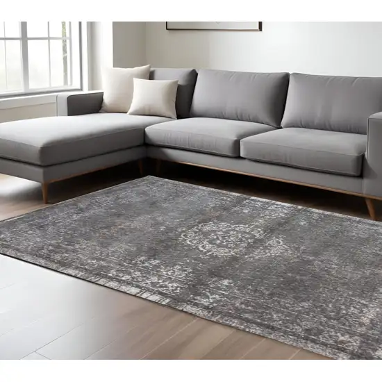 Gray Medallion Non Skid Area Rug Photo 1