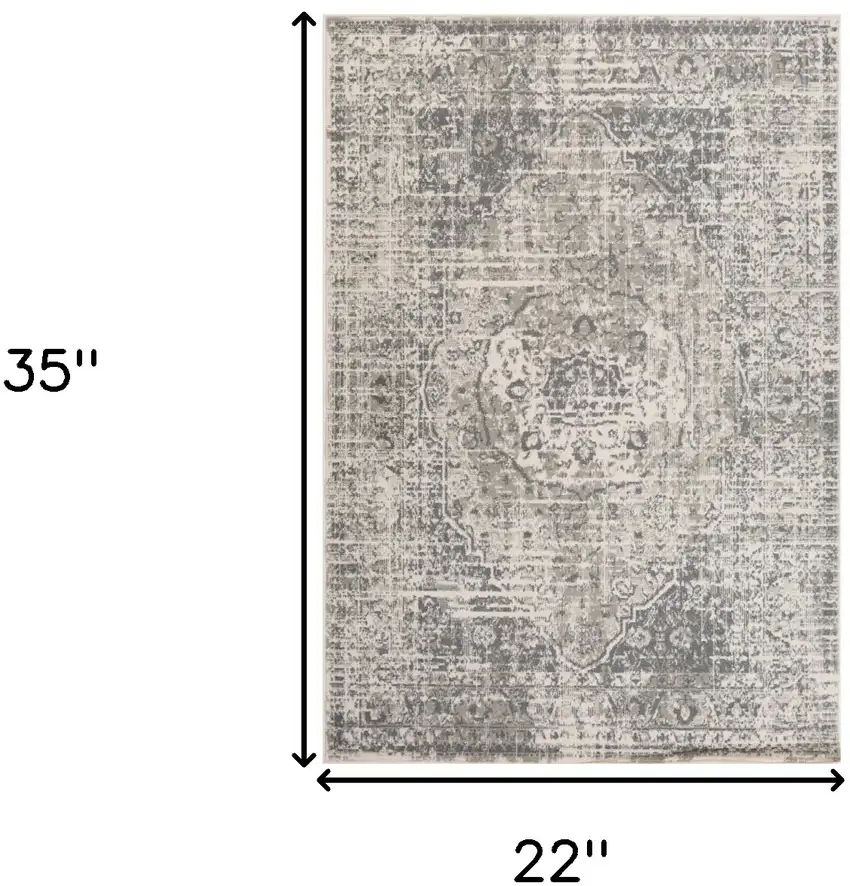 Gray Medallion Power Loom Area Rug Photo 8