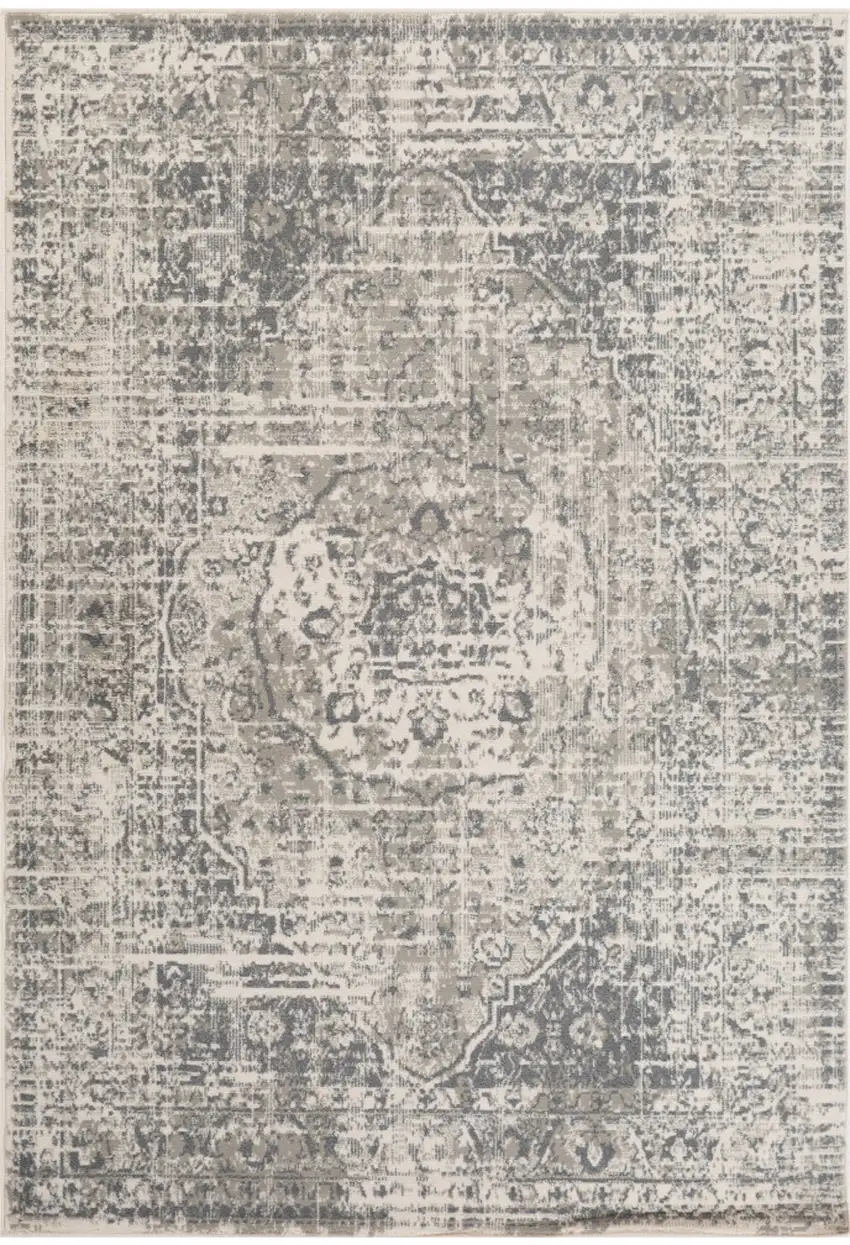 Gray Medallion Power Loom Area Rug Photo 1
