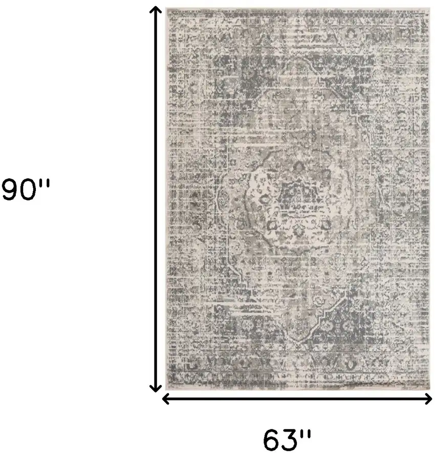 Gray Medallion Power Loom Area Rug Photo 8