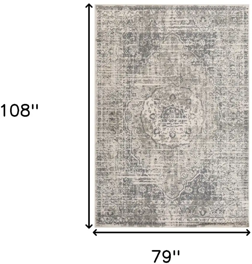 Gray Medallion Power Loom Area Rug Photo 8