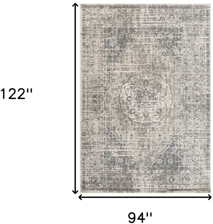 Gray Medallion Power Loom Area Rug Photo 8