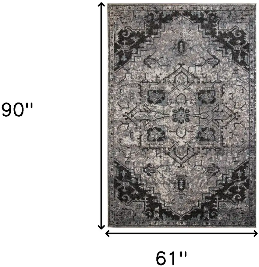 Gray Medallion Power Loom Area Rug Photo 6