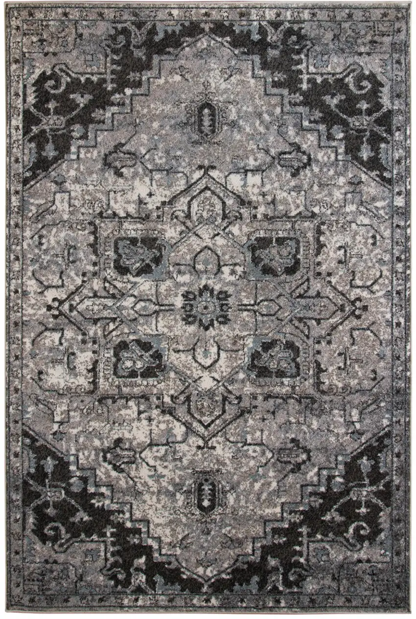 Gray Medallion Power Loom Area Rug Photo 1