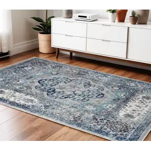 Photo of Gray Medallion Power Loom Area Rug