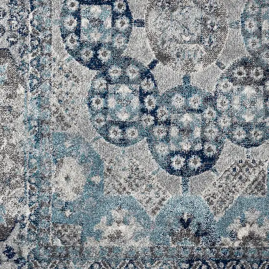 Ivory Blue And Gray Medallion Area Rug Photo 6