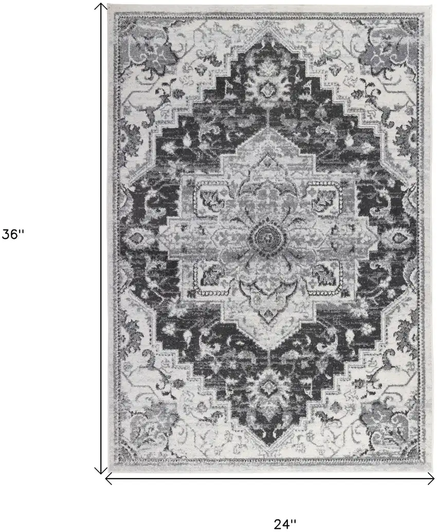 Gray Medallion Power Loom Area Rug Photo 6