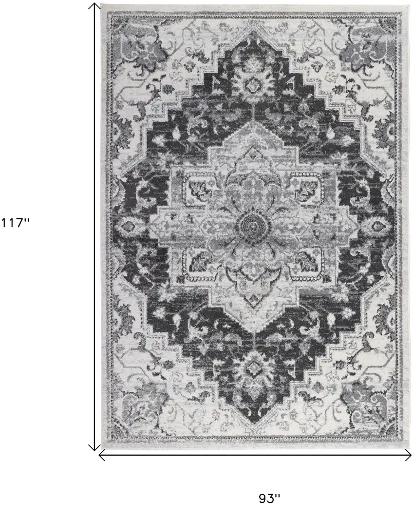 Gray Medallion Power Loom Area Rug Photo 6