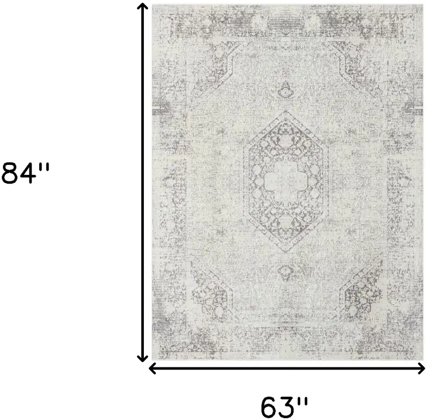 Gray Medallion Washable Non Skid Area Rug Photo 9