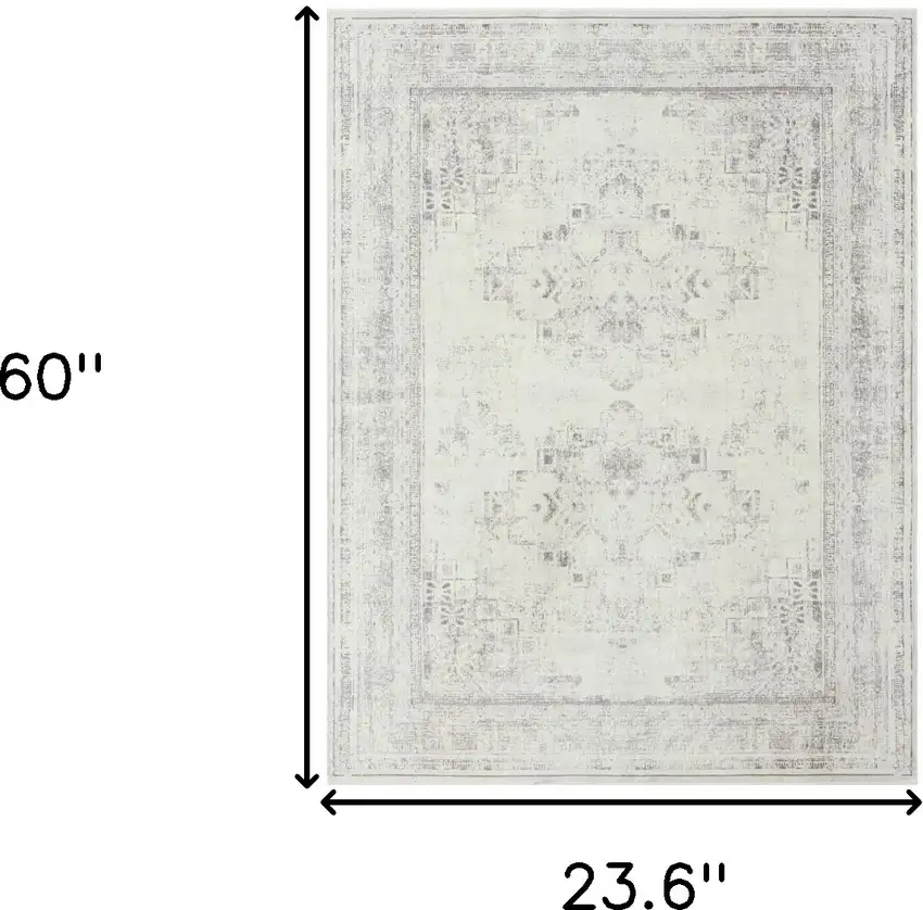 Gray Medallion Washable Non Skid Area Rug Photo 8