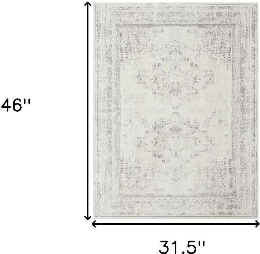 Gray Medallion Washable Non Skid Area Rug Photo 8