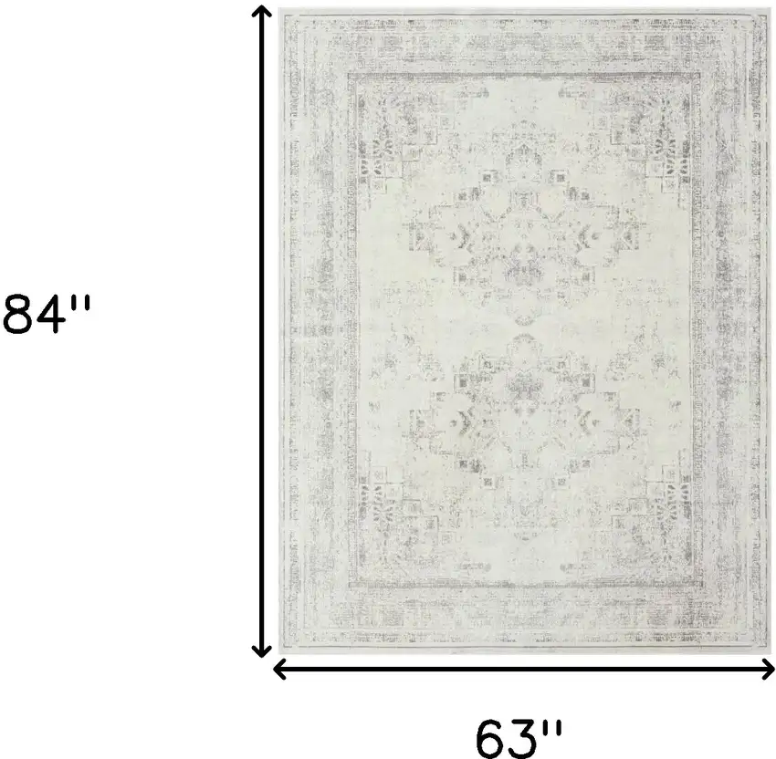 Gray Medallion Washable Non Skid Area Rug Photo 8