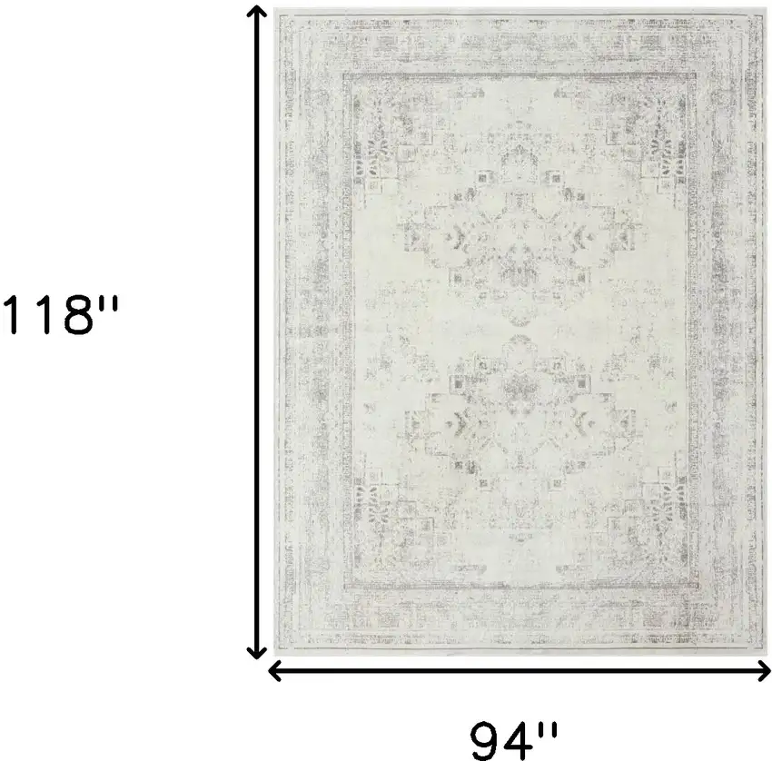 Gray Medallion Washable Non Skid Area Rug Photo 8
