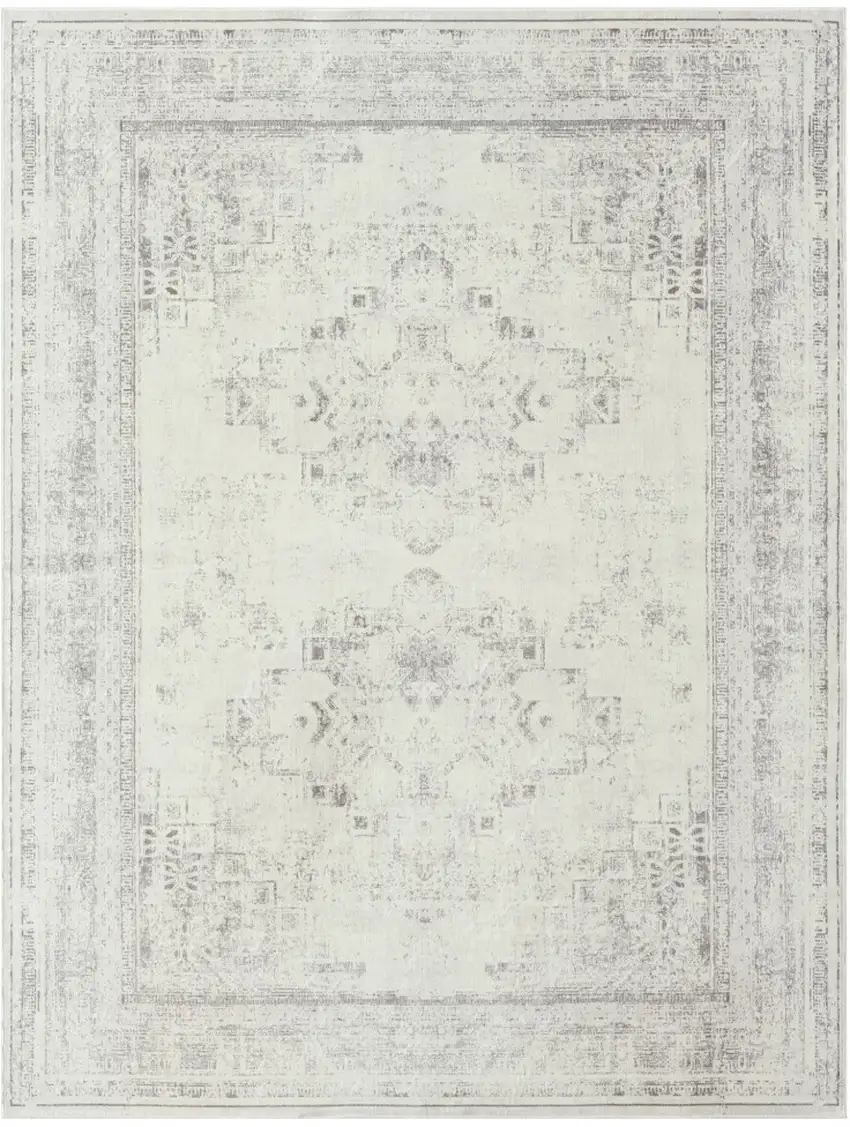 Gray Medallion Washable Non Skid Area Rug Photo 1