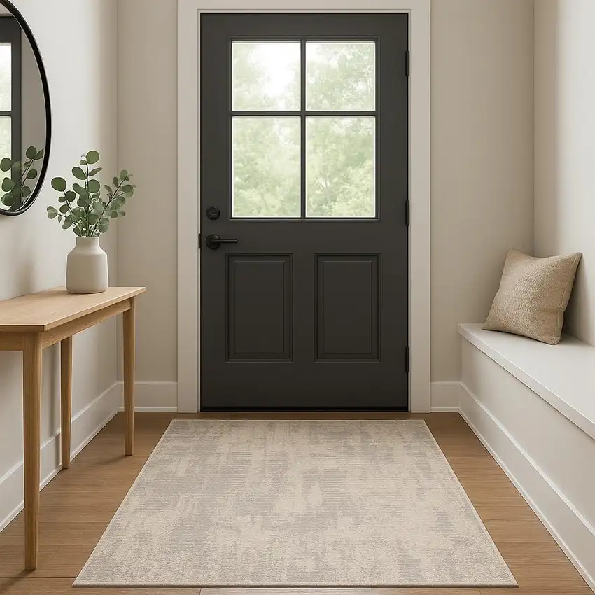 Gray Abstract Dhurrie Area Rug Photo 2