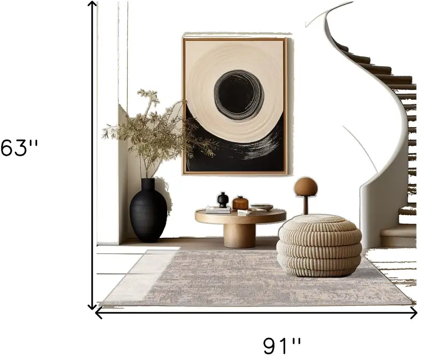 Grey Abstract Area Rug Photo 9