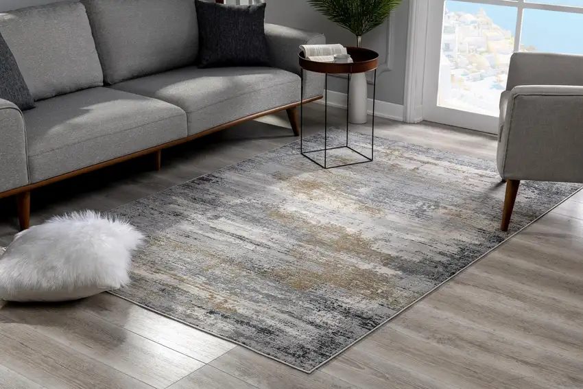 Gray Mod Distressed Strokes Area Rug Photo 10