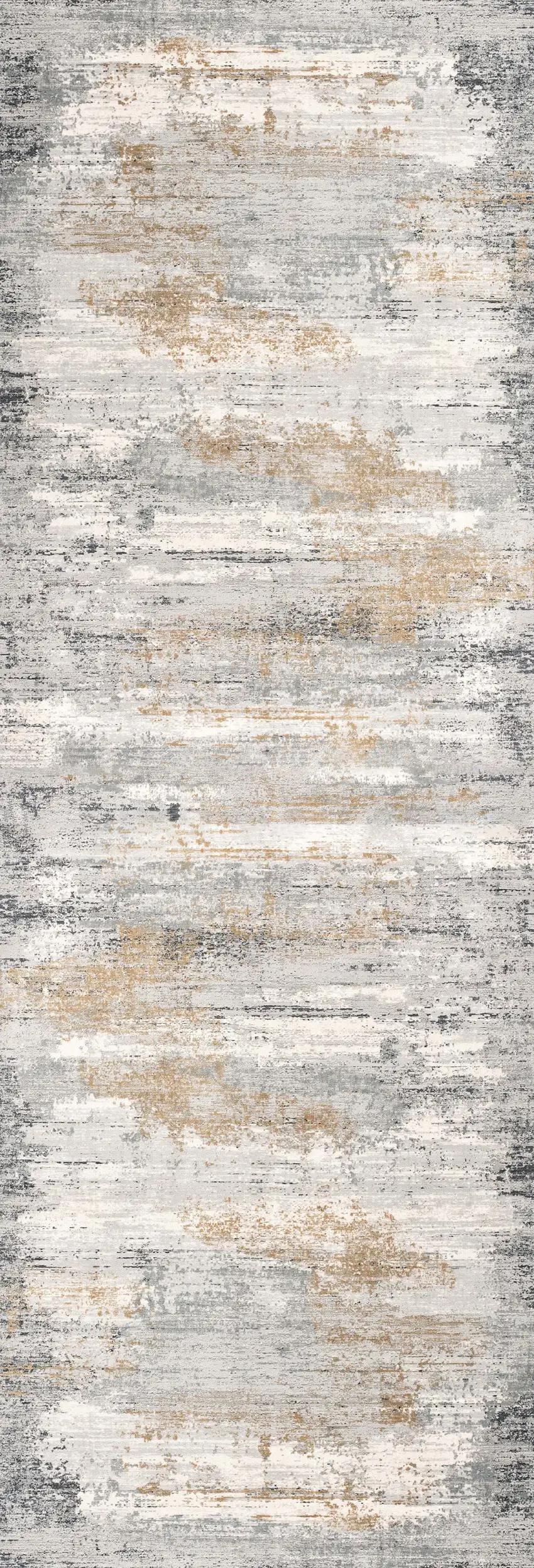 Gray Mod Distressed Strokes Runner Rug Photo 6