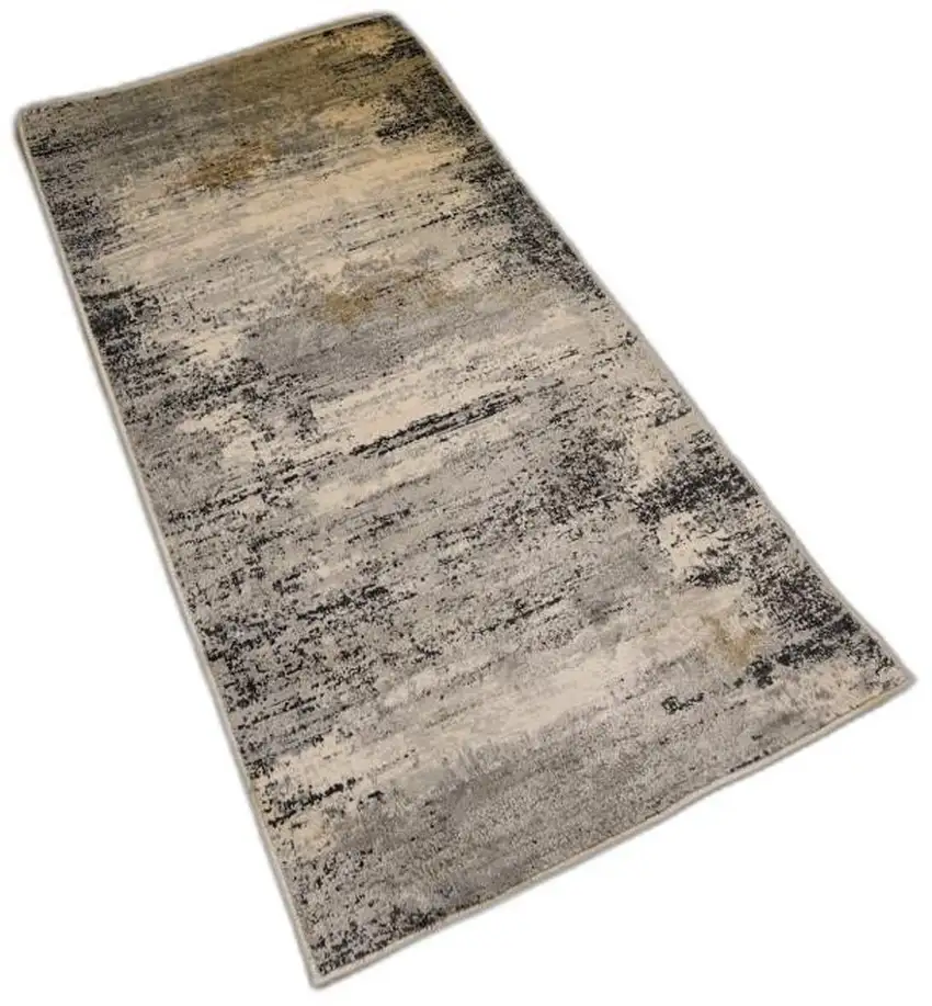 2' X 10' Gray Mod Distressed Strokes Runner Rug Photo 1