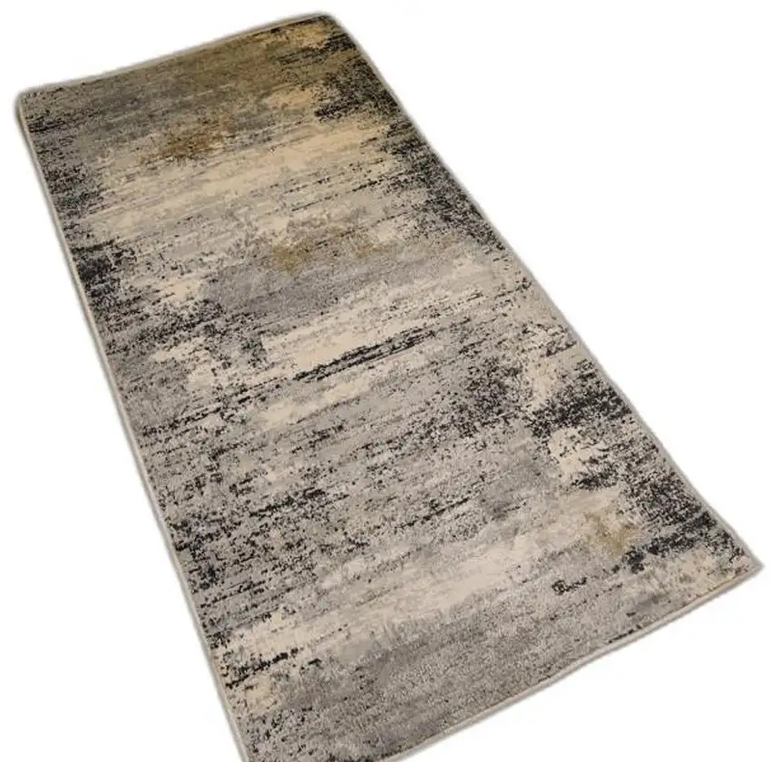 2' X 10' Gray Mod Distressed Strokes Runner Rug Photo 2
