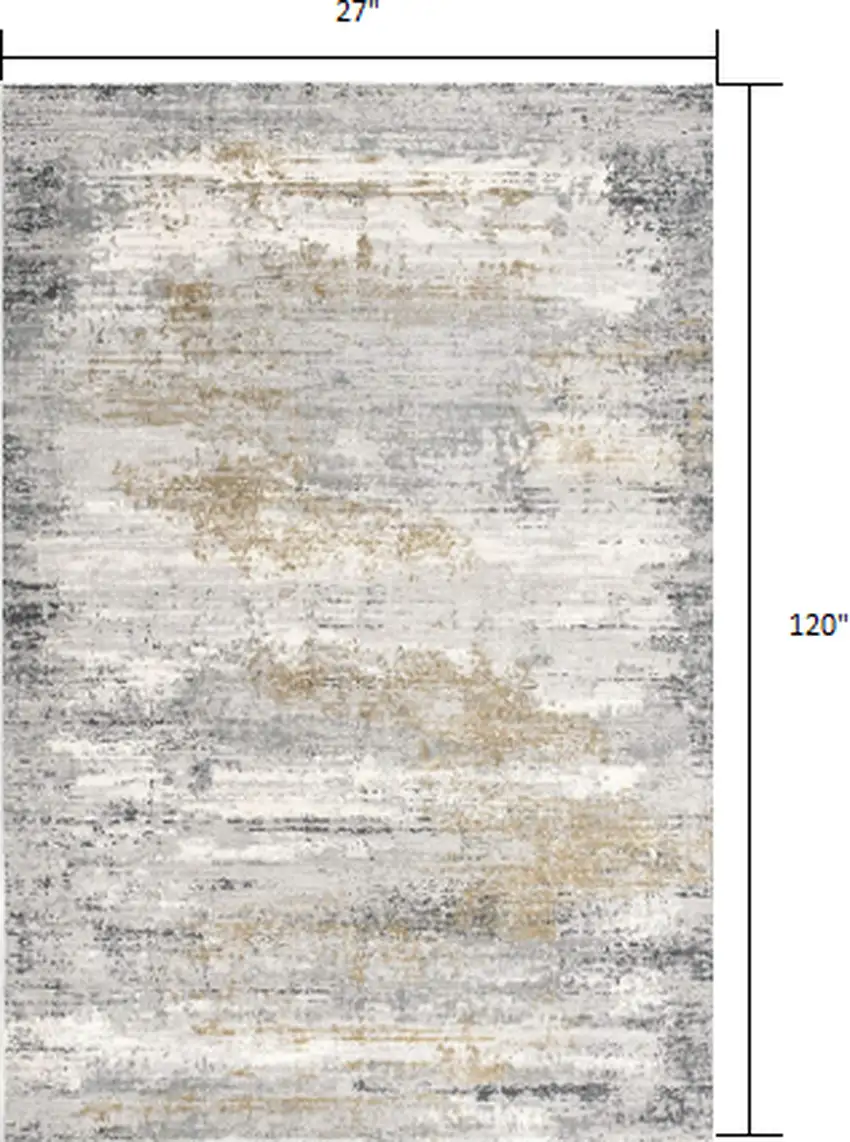 Gray Mod Distressed Strokes Runner Rug Photo 1