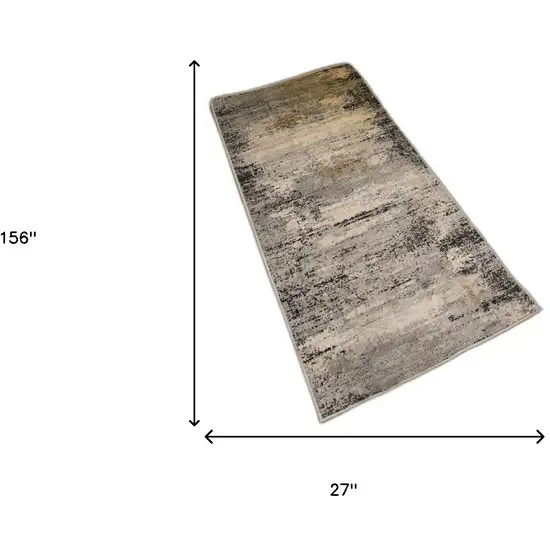 2' X 13' Gray Mod Distressed Strokes Runner Rug Photo 6