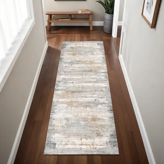 2' X 8' Gray Mod Distressed Strokes Runner Rug Photo 1