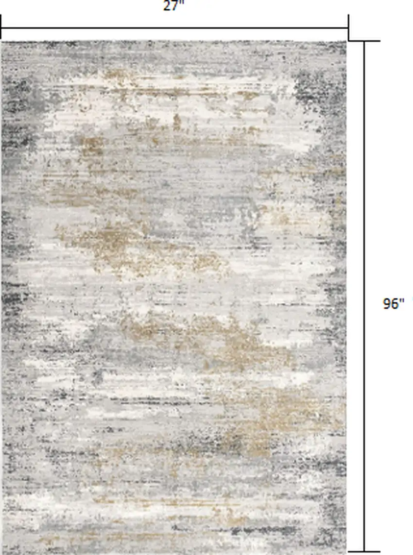 Gray Mod Distressed Strokes Runner Rug Photo 1