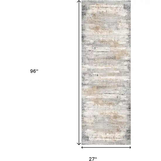 2' X 8' Gray Mod Distressed Strokes Runner Rug Photo 3