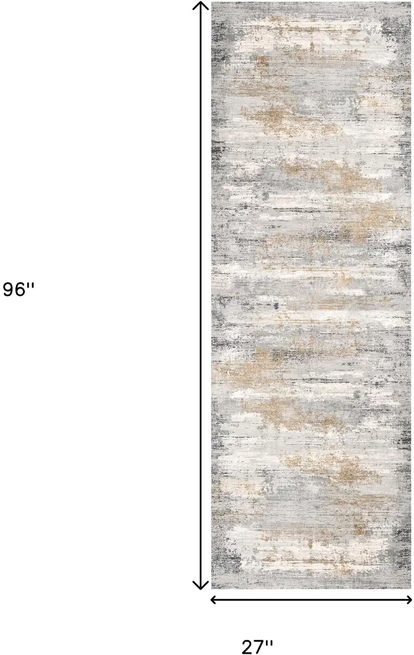 2' X 8' Gray Mod Distressed Strokes Runner Rug Photo 3