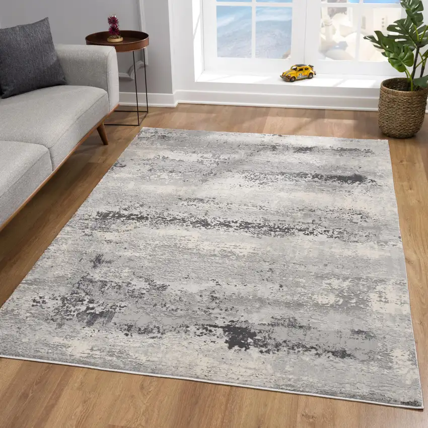 Gray Modern Abstract Area Rug Photo 4