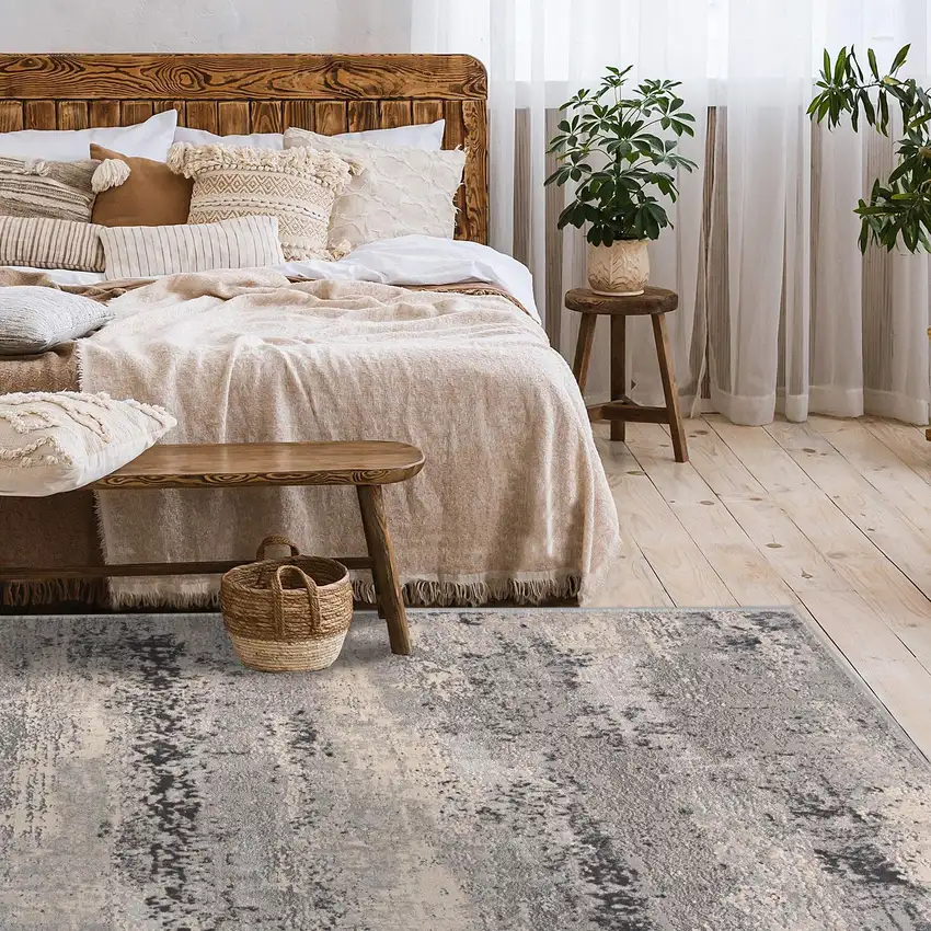 Gray Modern Abstract Area Rug Photo 5