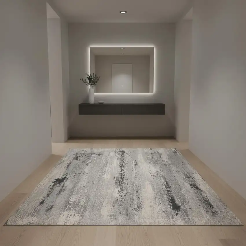 Gray Modern Abstract Area Rug Photo 1