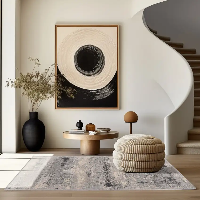 Gray Modern Abstract Area Rug Photo 1