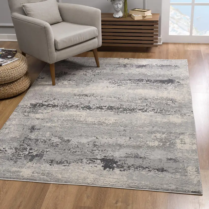 Gray Modern Abstract Area Rug Photo 3