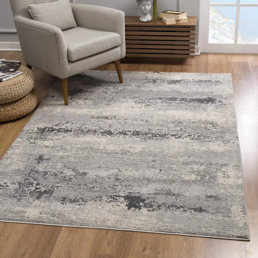 Gray Modern Abstract Area Rug Photo 3
