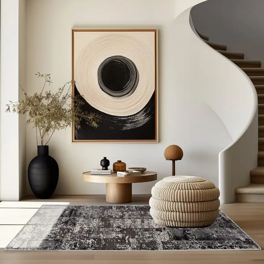Gray Modern Abstract Area Rug Photo 2