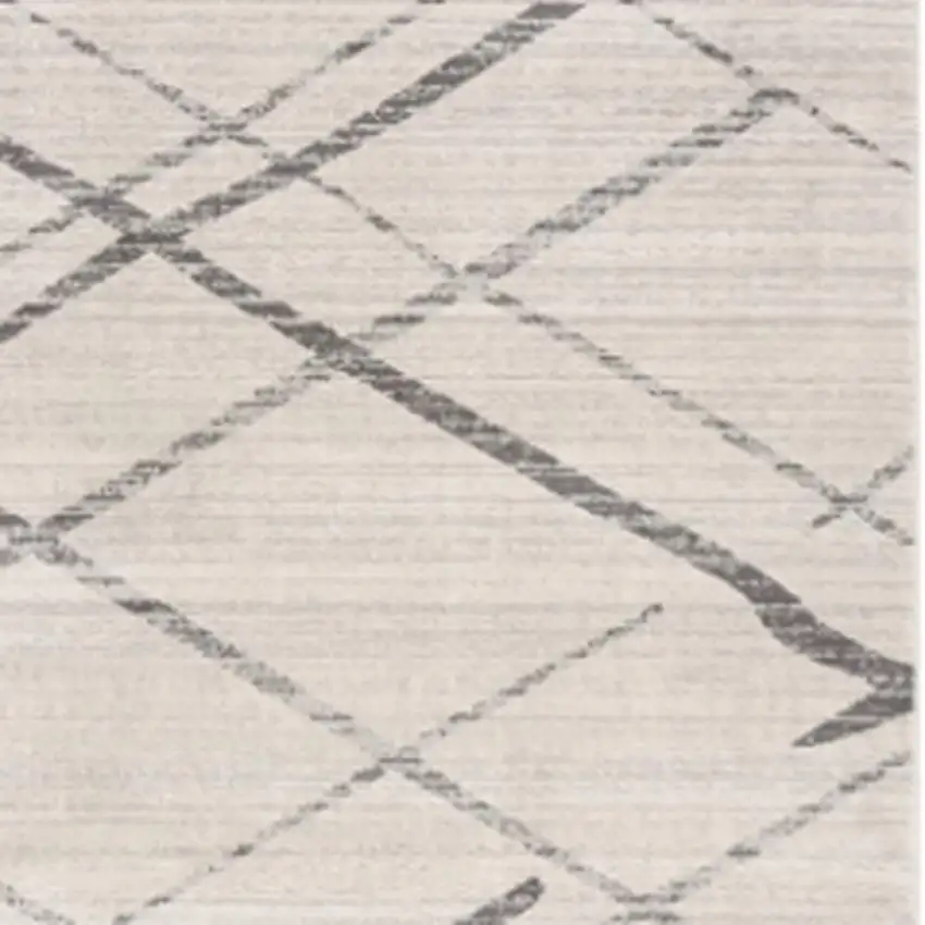 Gray and Ivory Geometric Area Rug Photo 3