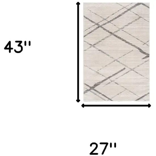 Gray and Ivory Geometric Area Rug Photo 8