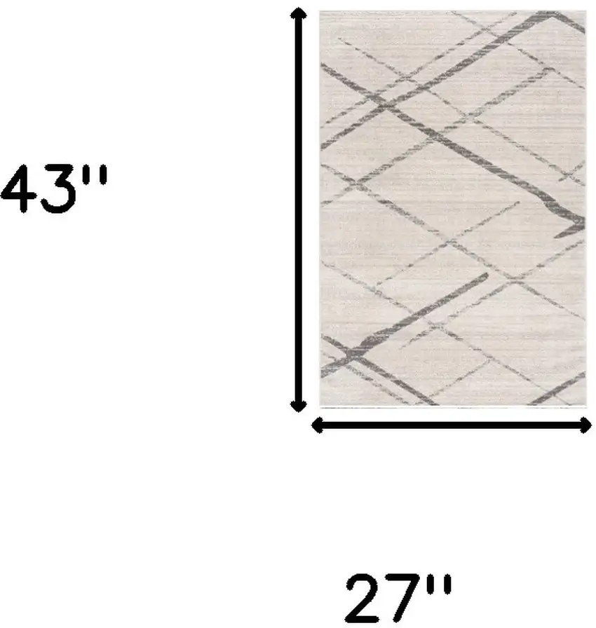Gray and Ivory Geometric Area Rug Photo 8