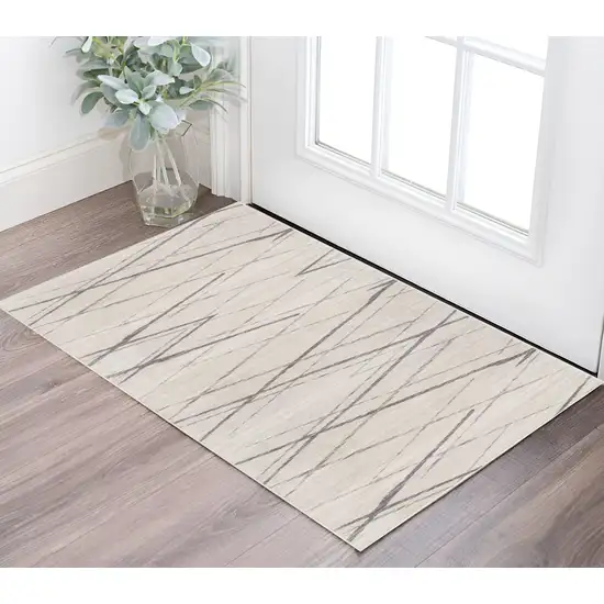 Gray and Ivory Geometric Area Rug Photo 2