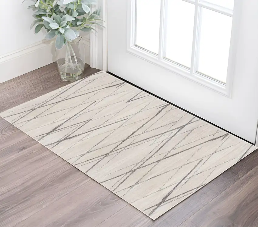 Gray and Ivory Geometric Area Rug Photo 2