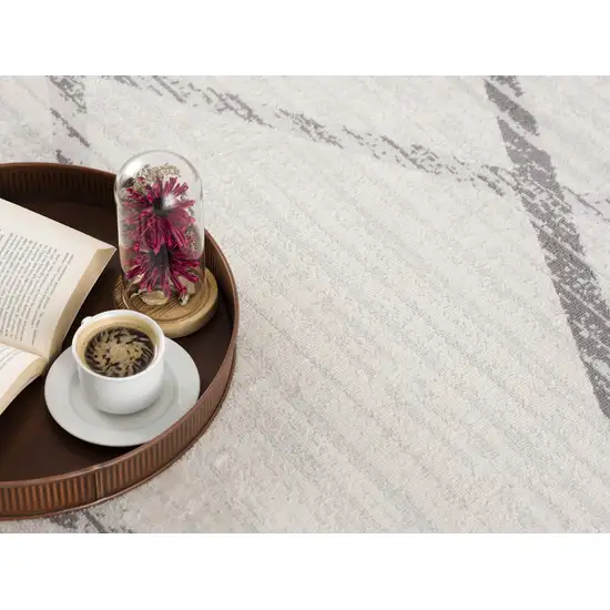 Gray and Ivory Geometric Area Rug Photo 4